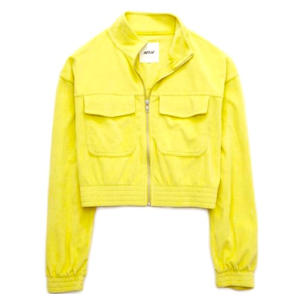 AERIE GROOVE VELOUR LIME GREEN CROP JACKET SIZE XXL. - Picture 1 of 3